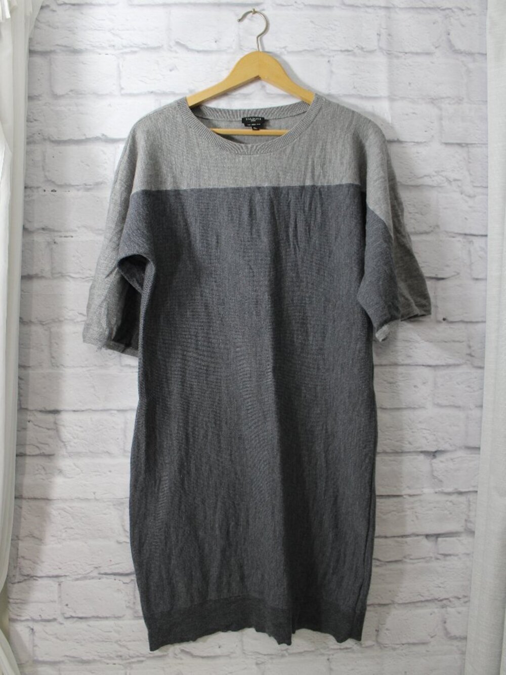 Talbots Medium Petite Gray Half Sleeve Wool Blend Sheath Midi Dress